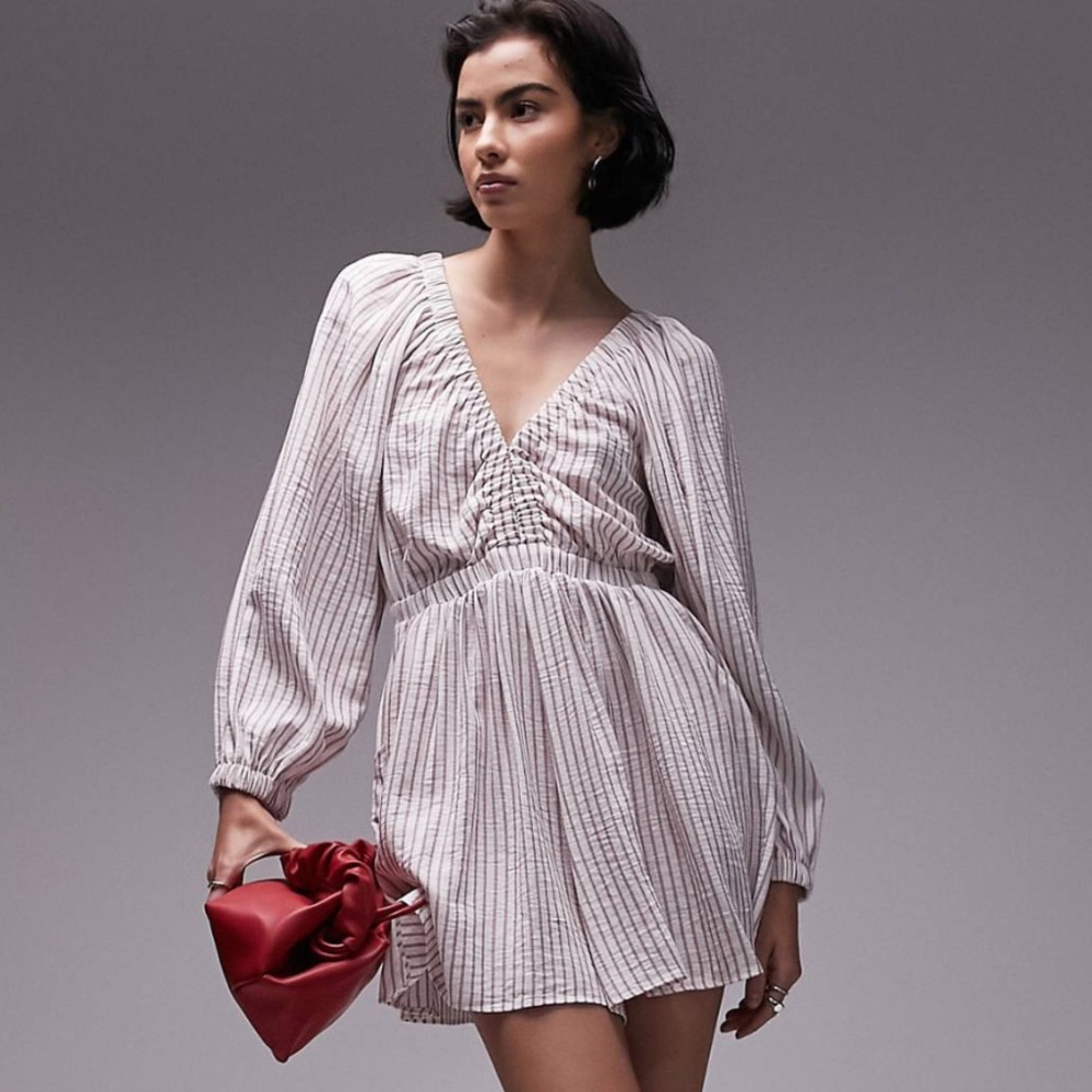 Topshop long sleeve elastic detailing romper